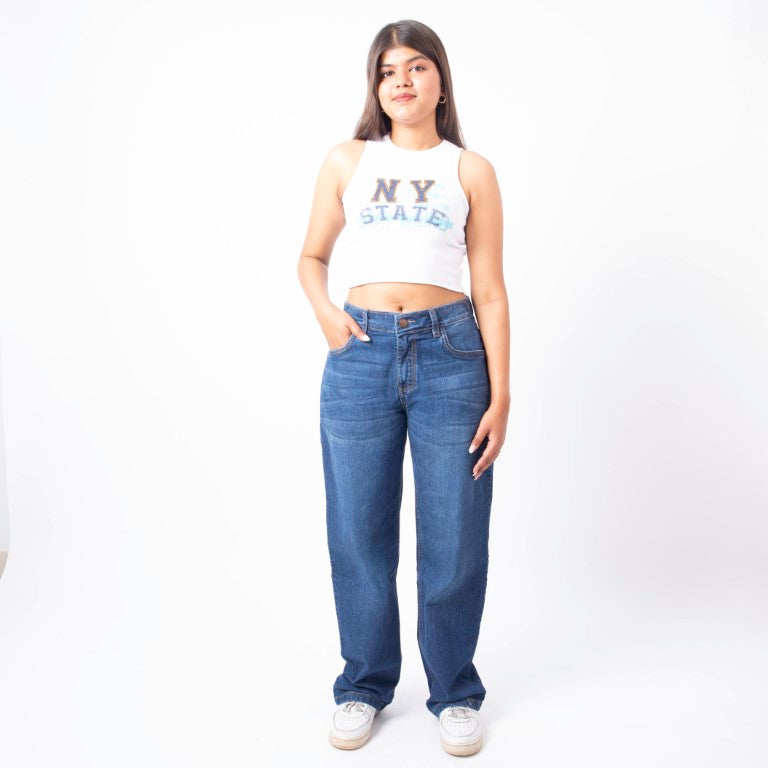 RESTART LIFESTYLE Light Blue High Waist Jeans for Women - Regular Fit Straight Jeans for Girls - Denim Cotton Jeans for Women - Women Jeans Straight Fit