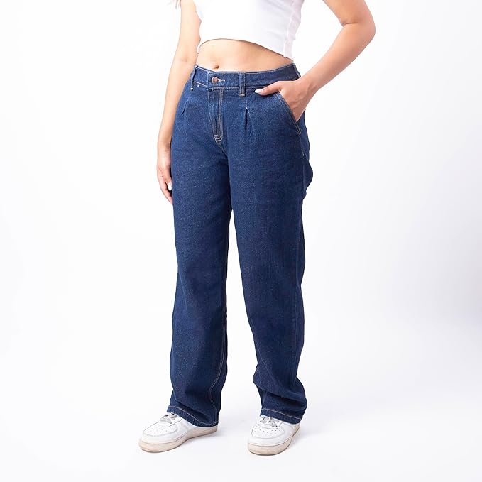 RESTART LIFESTYLE Dark Blue High Waist Jeans for Women - Regular Fit Straight Jeans for Girls - Denim Cotton Jeans for Women - Women Jeans Straight Fit