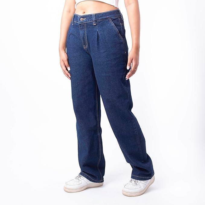 RESTART LIFESTYLE Dark Blue High Waist Jeans for Women - Regular Fit Straight Jeans for Girls - Denim Cotton Jeans for Women - Women Jeans Straight Fit