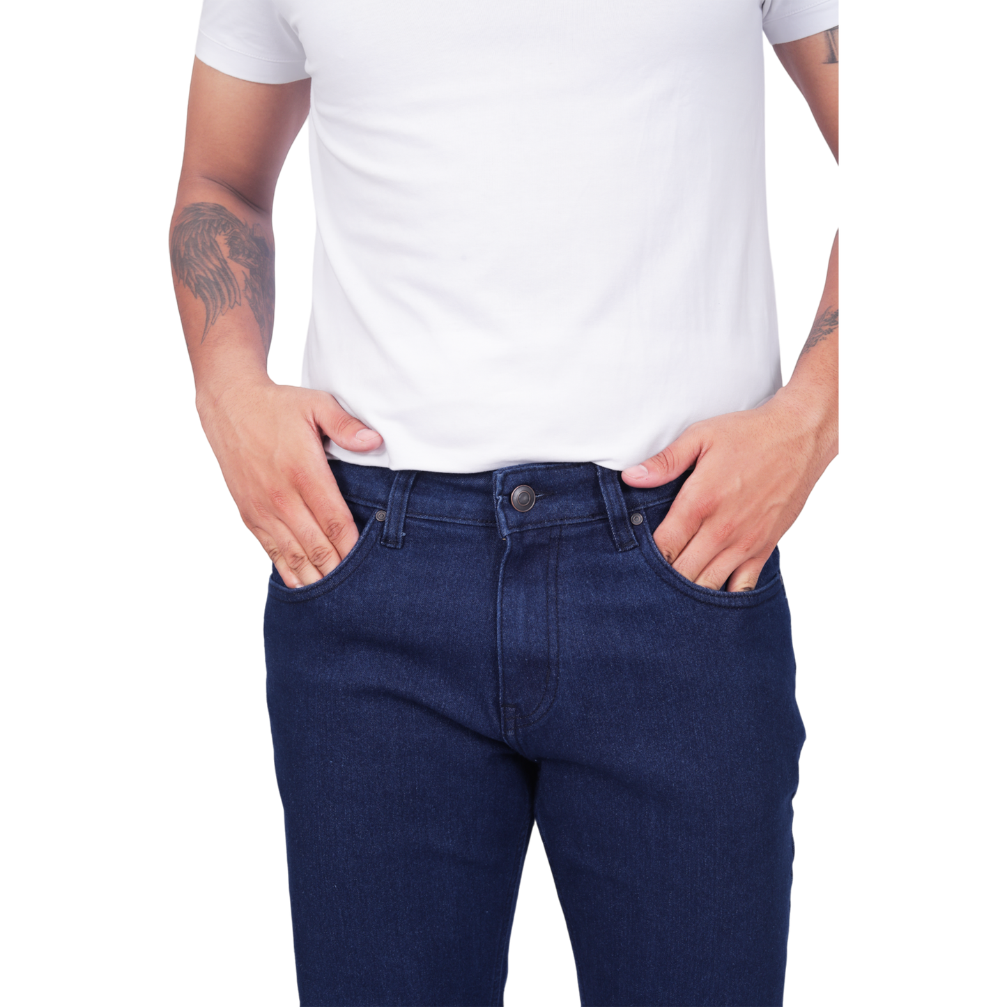 Men Comfort Mid Rise Clean Look Stretchable Jeans