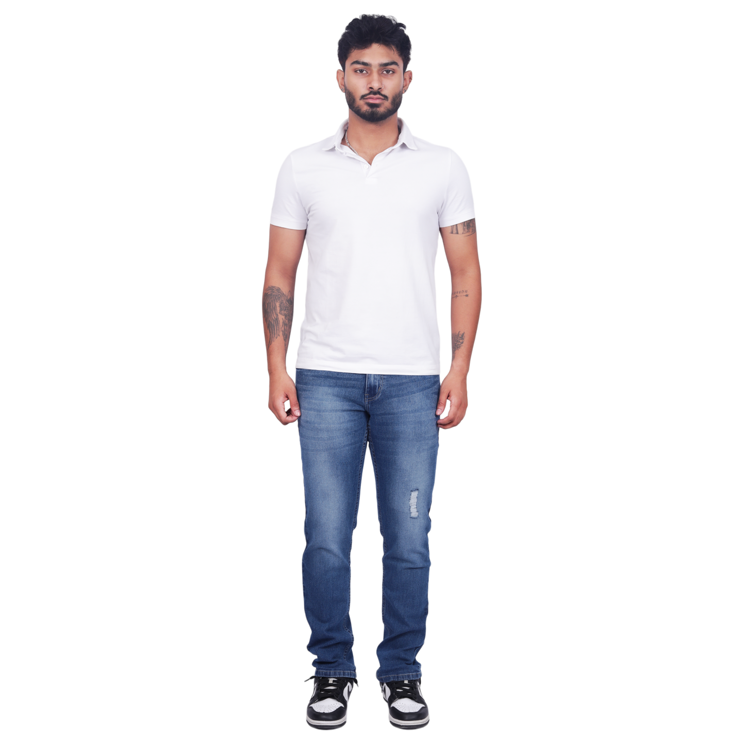 Men Classic Low Distress Heavy Fade Stretchable Jeans