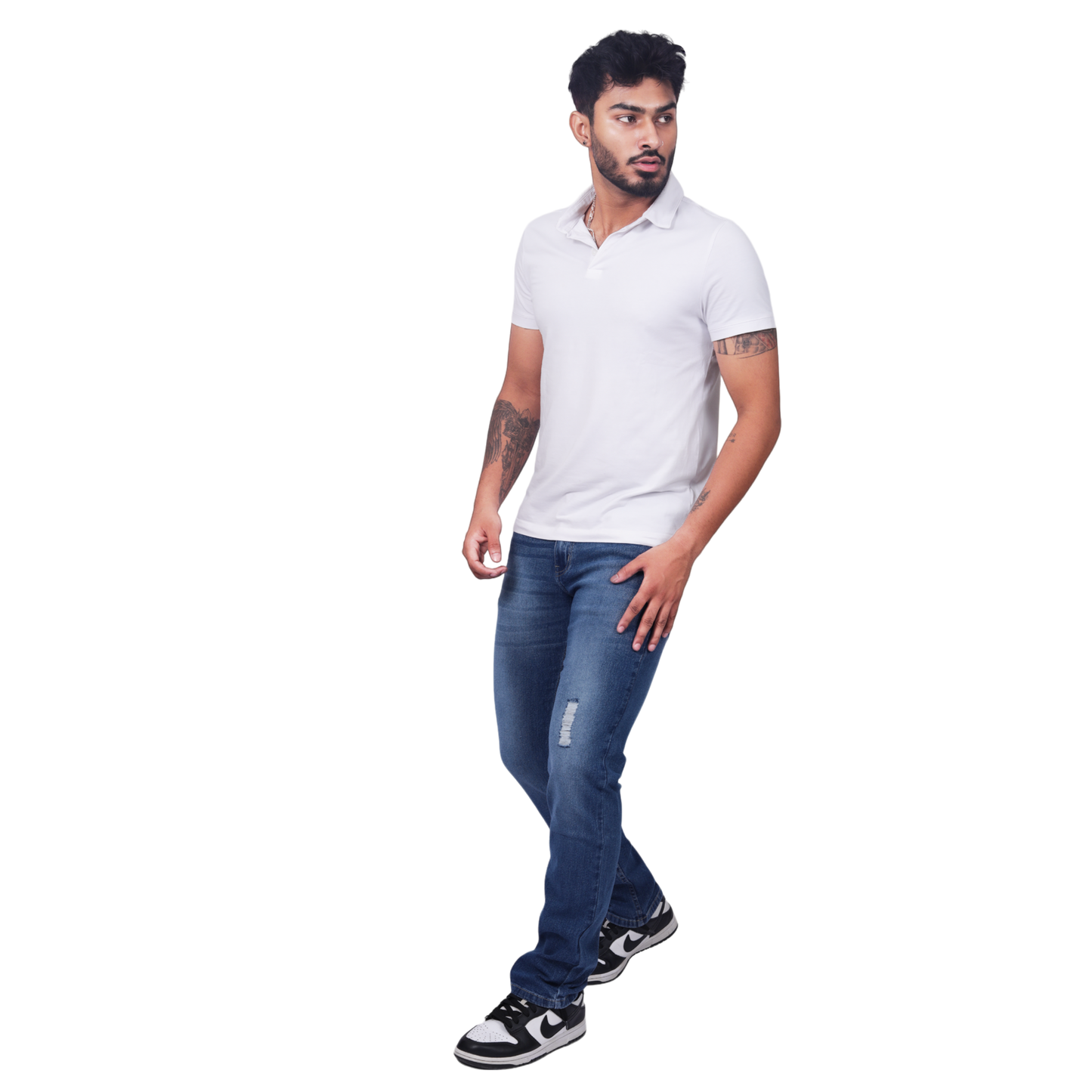 Men Classic Low Distress Heavy Fade Stretchable Jeans