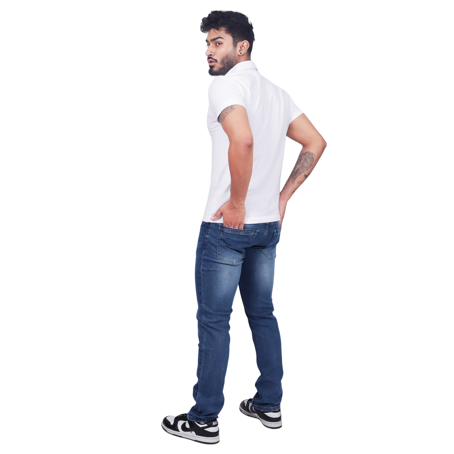 Men Classic Low Distress Heavy Fade Stretchable Jeans