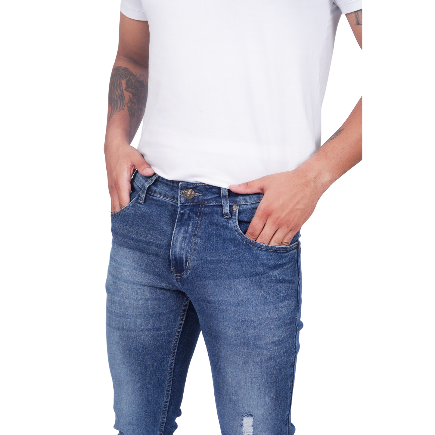 Men Classic Low Distress Heavy Fade Stretchable Jeans