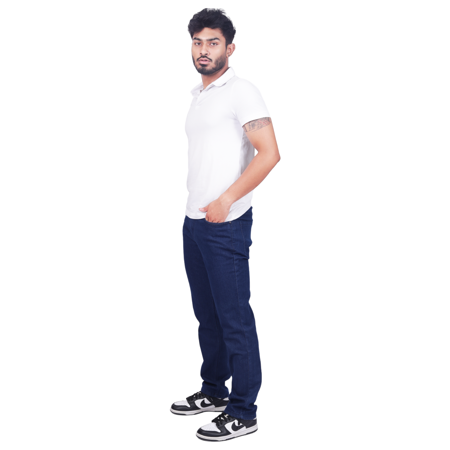 Men Comfort Mid Rise Clean Look Stretchable Jeans