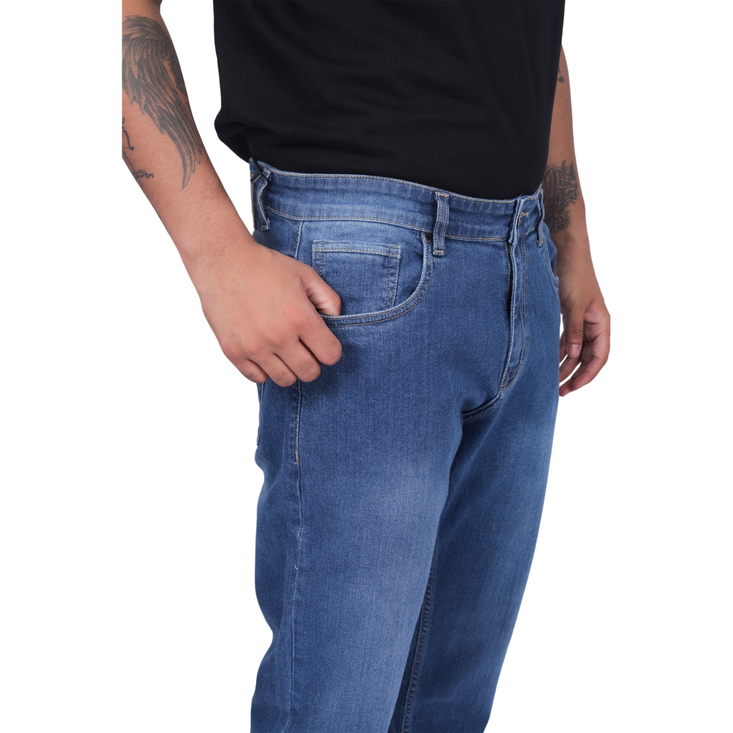 Men Mid-Rise Medium Shade Light Fade Clean Look Stretchable Jeans