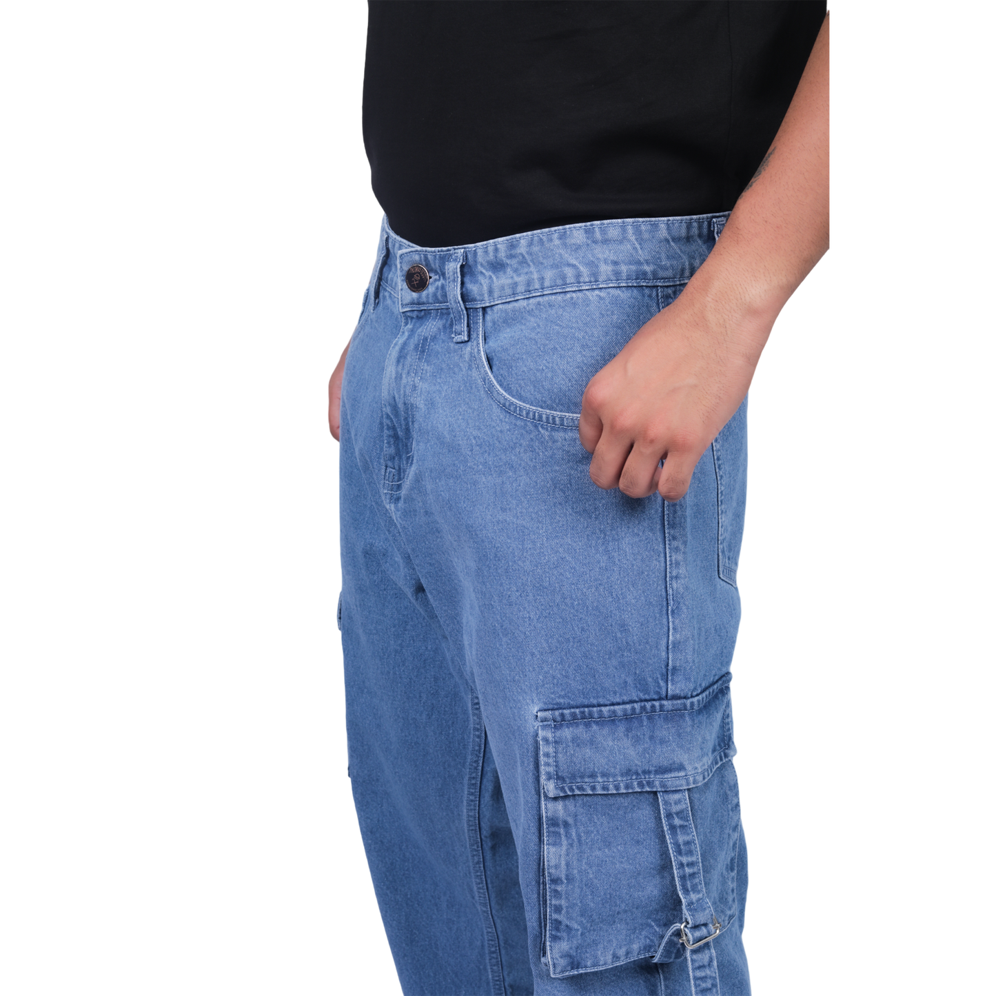 Men Comfort Relaxed Fit Clean Look Pure Cotton Cargo Jeans