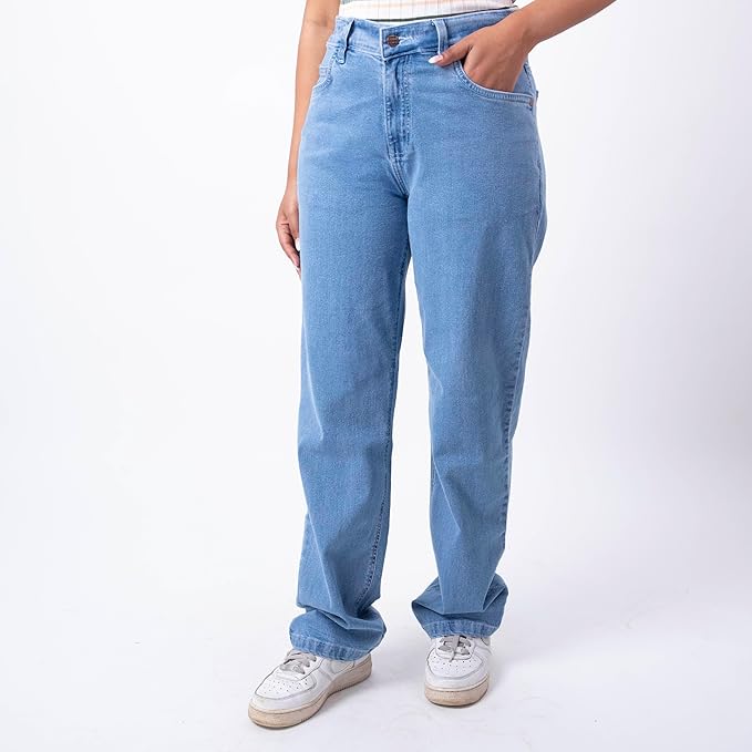 RESTART LIFESTYLE Jeans for Women - Denim Cotton Dark Blue Jeans for Women - Regular Fit Straight Jeans for Girls - Washed Dark Blue Women Jeans Straight Fit