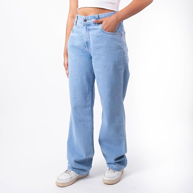 RESTART LIFESTYLE Jeans for Women - Denim Cotton Dark Blue Jeans for Women - Regular Fit Straight Jeans for Girls - Washed Blue Women Jeans Straight Fit