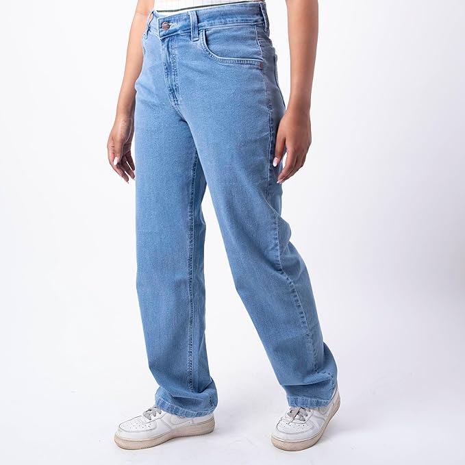 RESTART LIFESTYLE Jeans for Women - Denim Cotton Dark Blue Jeans for Women - Regular Fit Straight Jeans for Girls - Washed Dark Blue Women Jeans Straight Fit