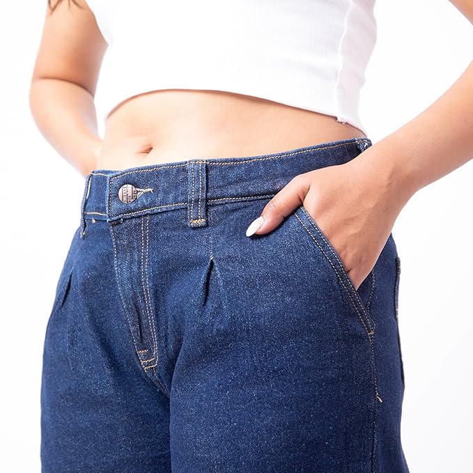 RESTART LIFESTYLE Dark Blue High Waist Jeans for Women - Regular Fit Straight Jeans for Girls - Denim Cotton Jeans for Women - Women Jeans Straight Fit