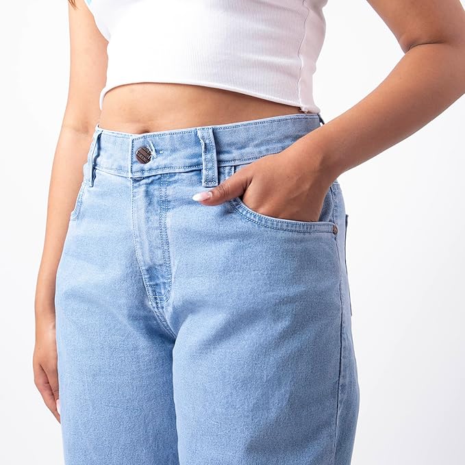 RESTART LIFESTYLE Jeans for Women - Denim Cotton Dark Blue Jeans for Women - Regular Fit Straight Jeans for Girls - Washed Blue Women Jeans Straight Fit