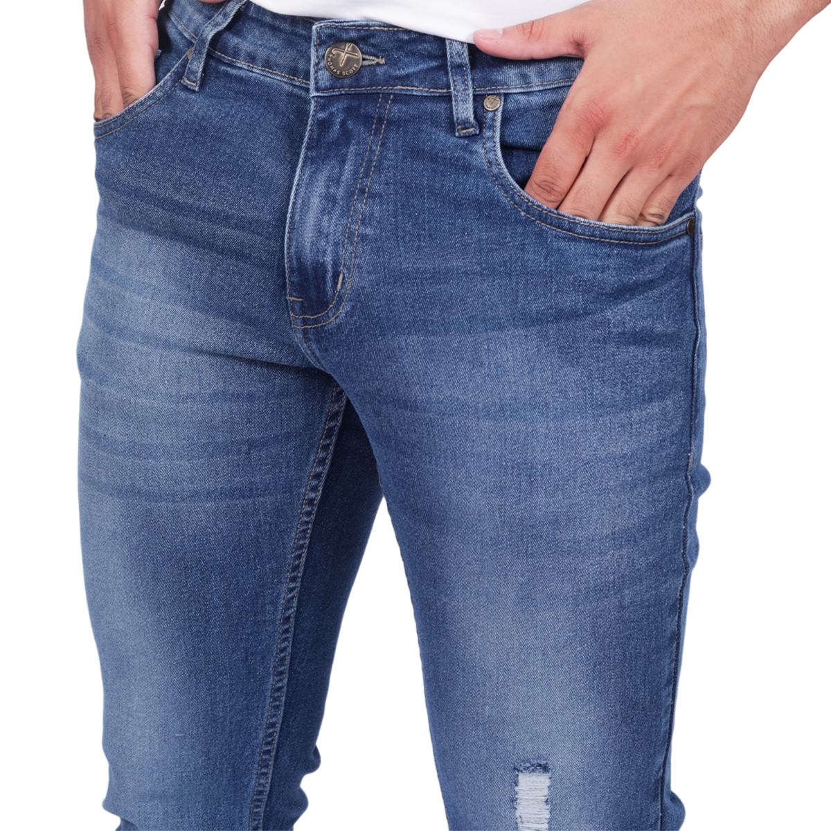 Men Classic Low Distress Heavy Fade Stretchable Jeans