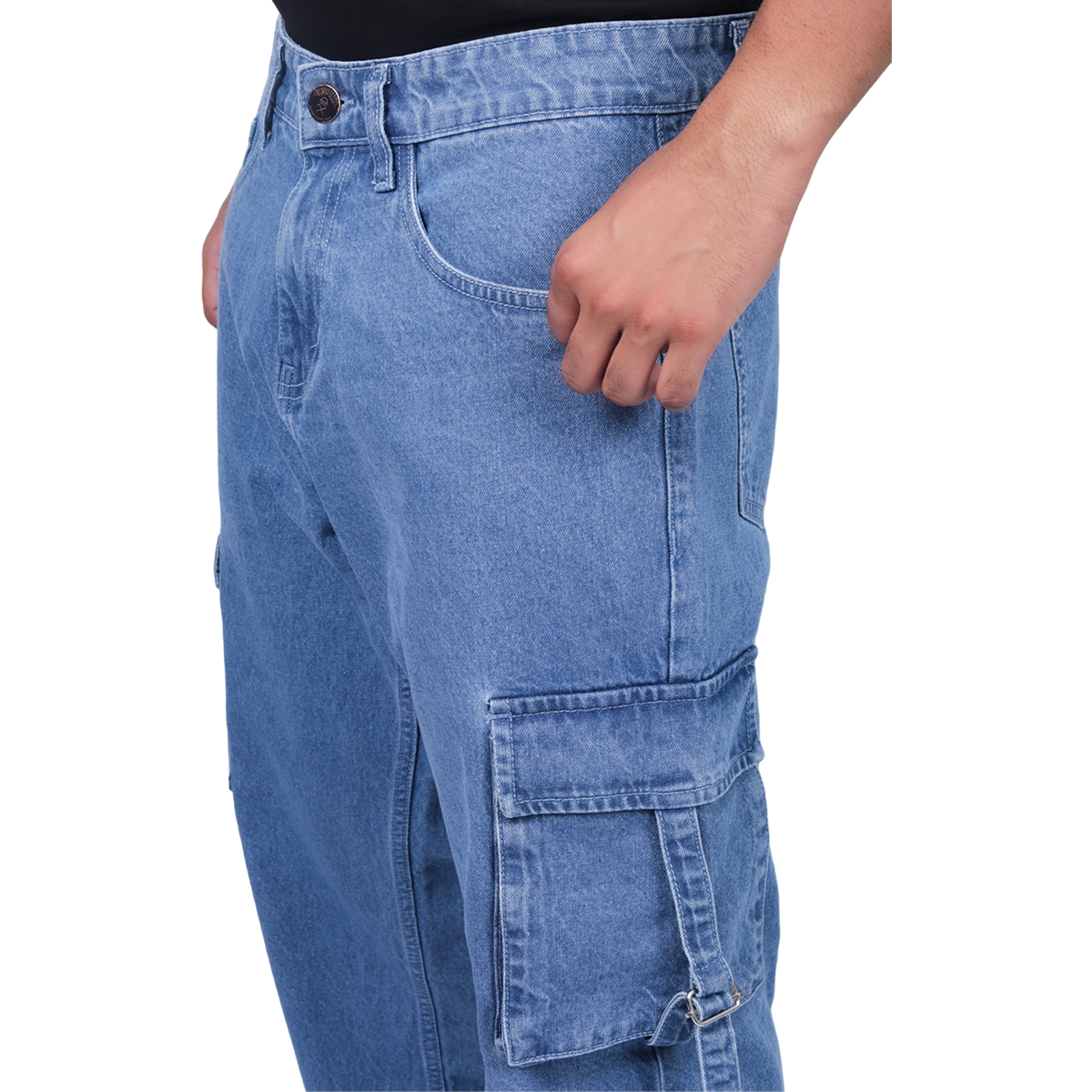 Men Comfort Relaxed Fit Clean Look Pure Cotton Cargo Jeans