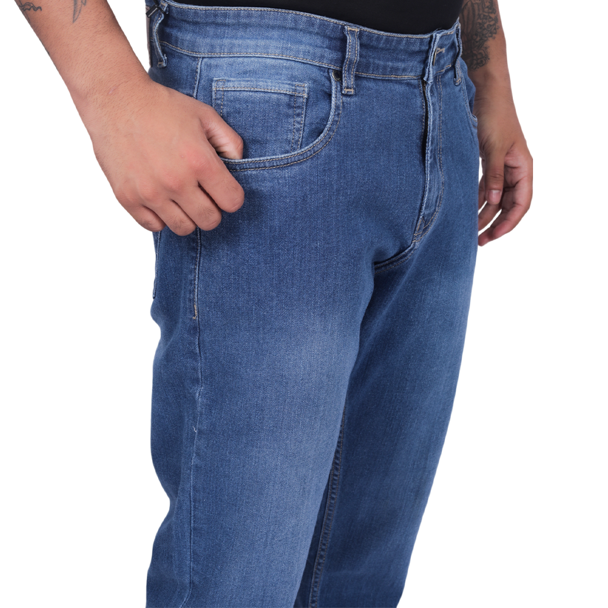 Men Mid-Rise Medium Shade Light Fade Clean Look Stretchable Jeans