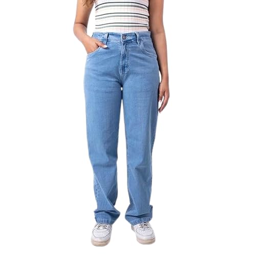 RESTART LIFESTYLE Jeans for Women - Denim Cotton Dark Blue Jeans for Women - Regular Fit Straight Jeans for Girls - Washed Dark Blue Women Jeans Straight Fit