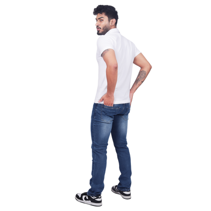 Men Classic Low Distress Heavy Fade Stretchable Jeans