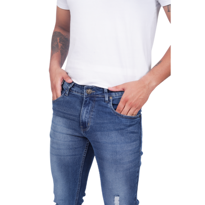 Men Classic Low Distress Heavy Fade Stretchable Jeans