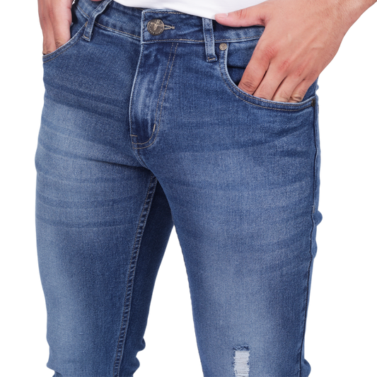 Men Classic Low Distress Heavy Fade Stretchable Jeans