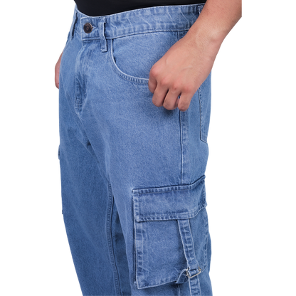 Men Comfort Relaxed Fit Clean Look Pure Cotton Cargo Jeans
