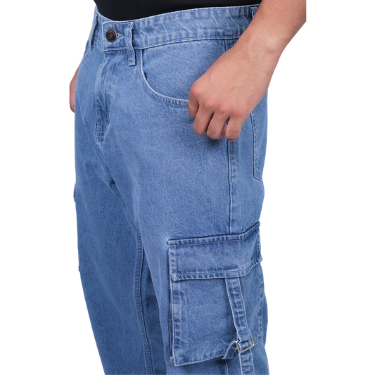 Men Comfort Relaxed Fit Clean Look Pure Cotton Cargo Jeans